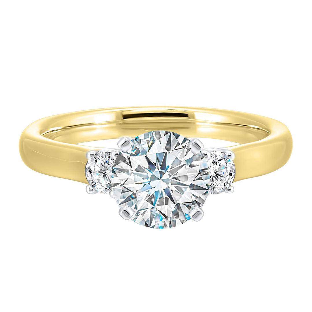 14Kt White Yellow Semi Mount 1/4Ctw For 1Ctw Round Center