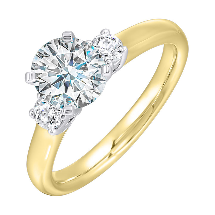 14Kt White Yellow Semi Mount 1/4Ctw For 1Ctw Round Center