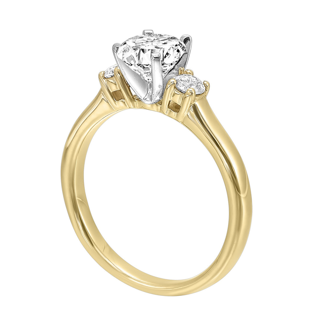 14Kt White Yellow Semi Mount 1/4Ctw For 1Ctw Round Center