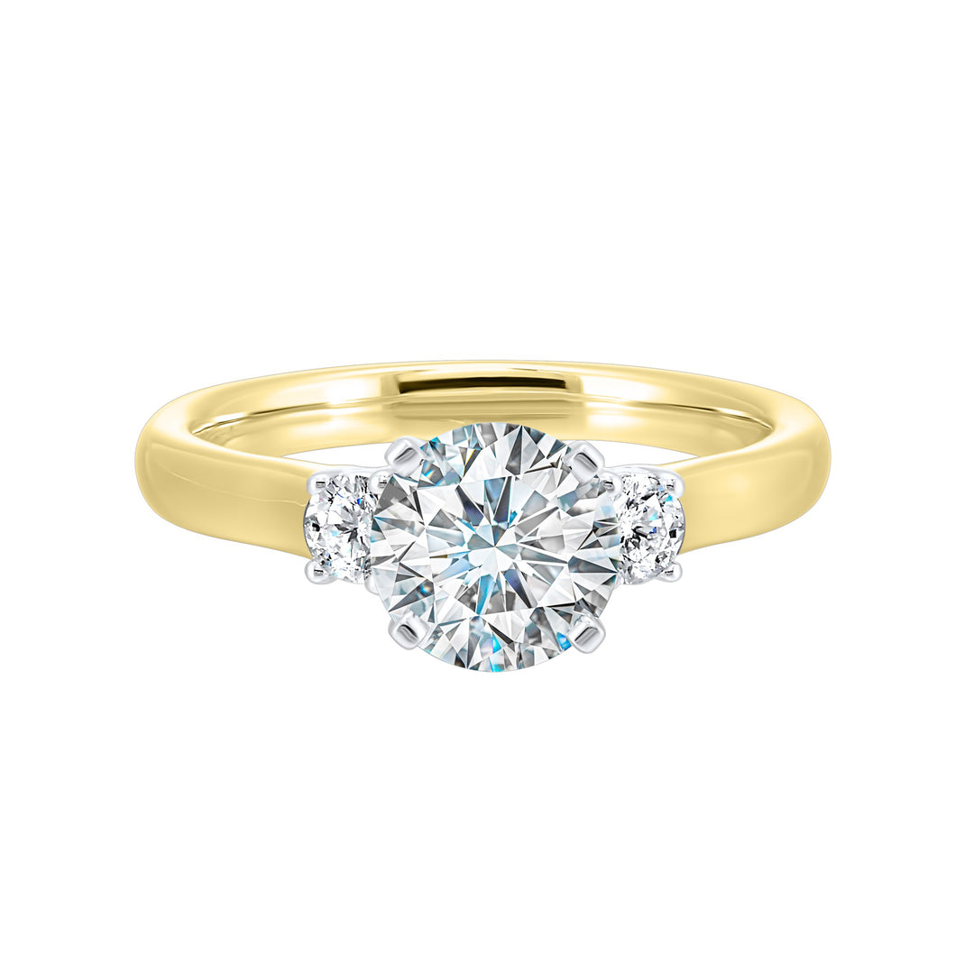 14Kt White Yellow Semi Mount 1/2Ctw For 2Ctw Round Center