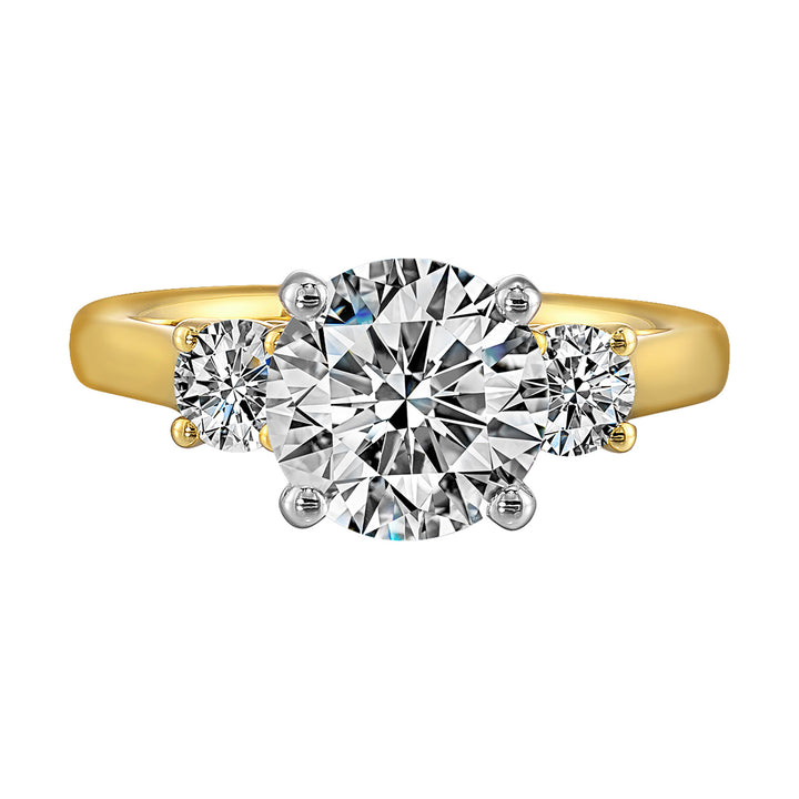 14Kt White Yellow Semi Mount 1/2Ctw For 2Ctw Round Center