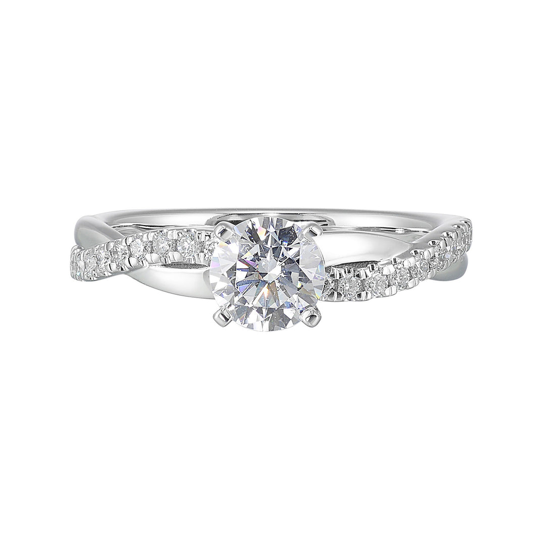 14Kt White Semi Mount 1/5Ctw For 3/4Ctw Round Center