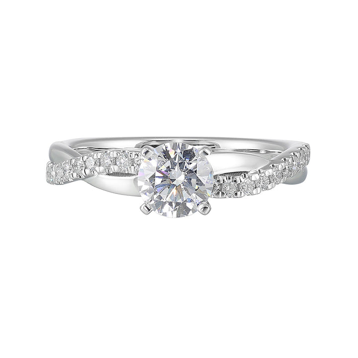 14Kt White Semi Mount 1/5Ctw For 3/4Ctw Round Center
