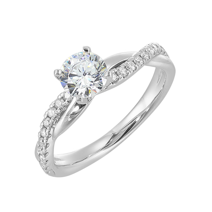 14Kt White Semi Mount 1/5Ctw For 3/4Ctw Round Center