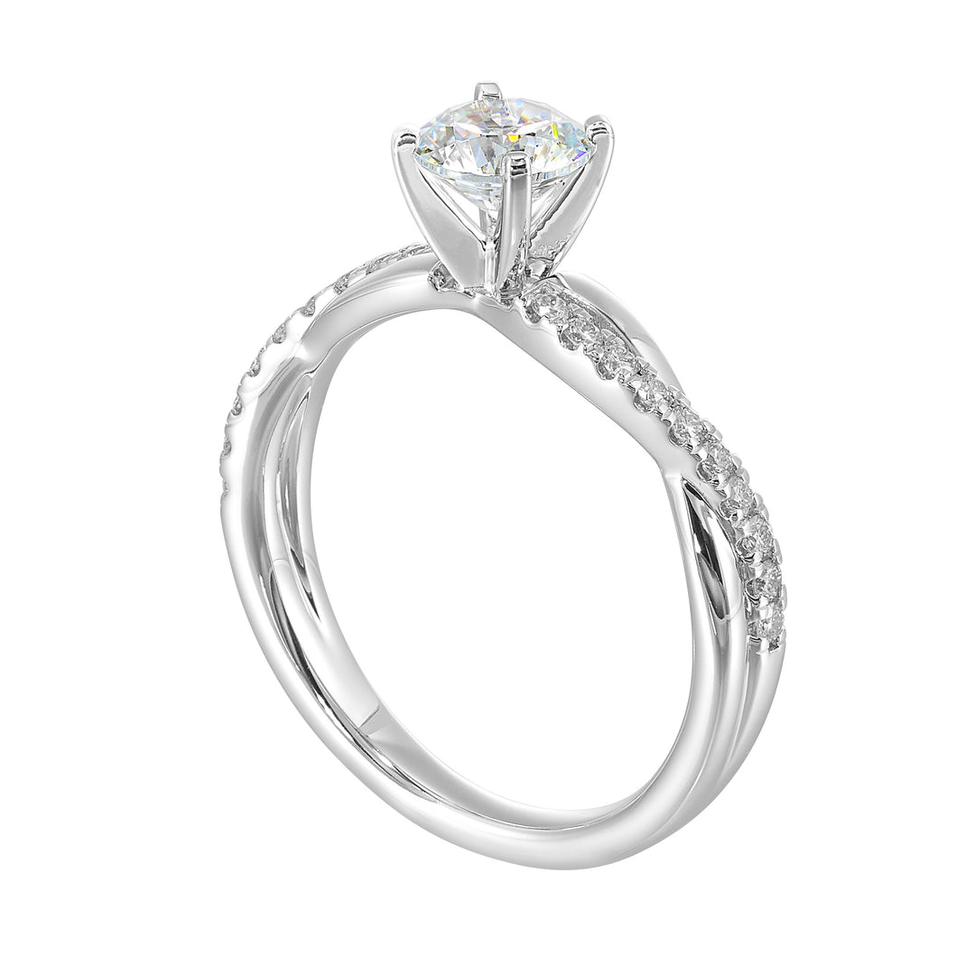 14Kt White Semi Mount 1/5Ctw For 3/4Ctw Round Center