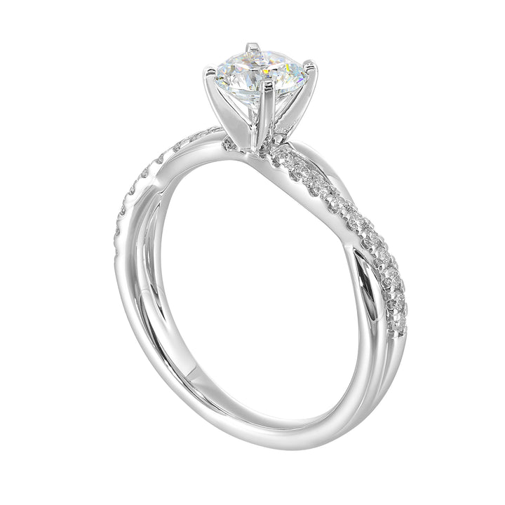 14Kt White Semi Mount 1/5Ctw For 3/4Ctw Round Center
