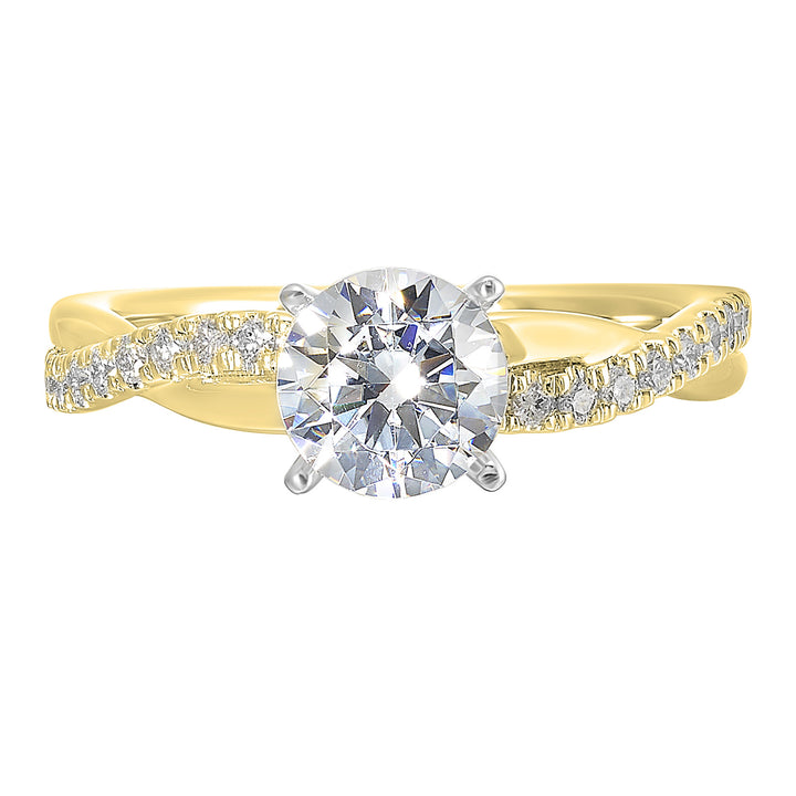 A stunning solitaire, embraced by a criss cross shank adorned with alternating flow of dazzling diamonds is sure to captivate her look.