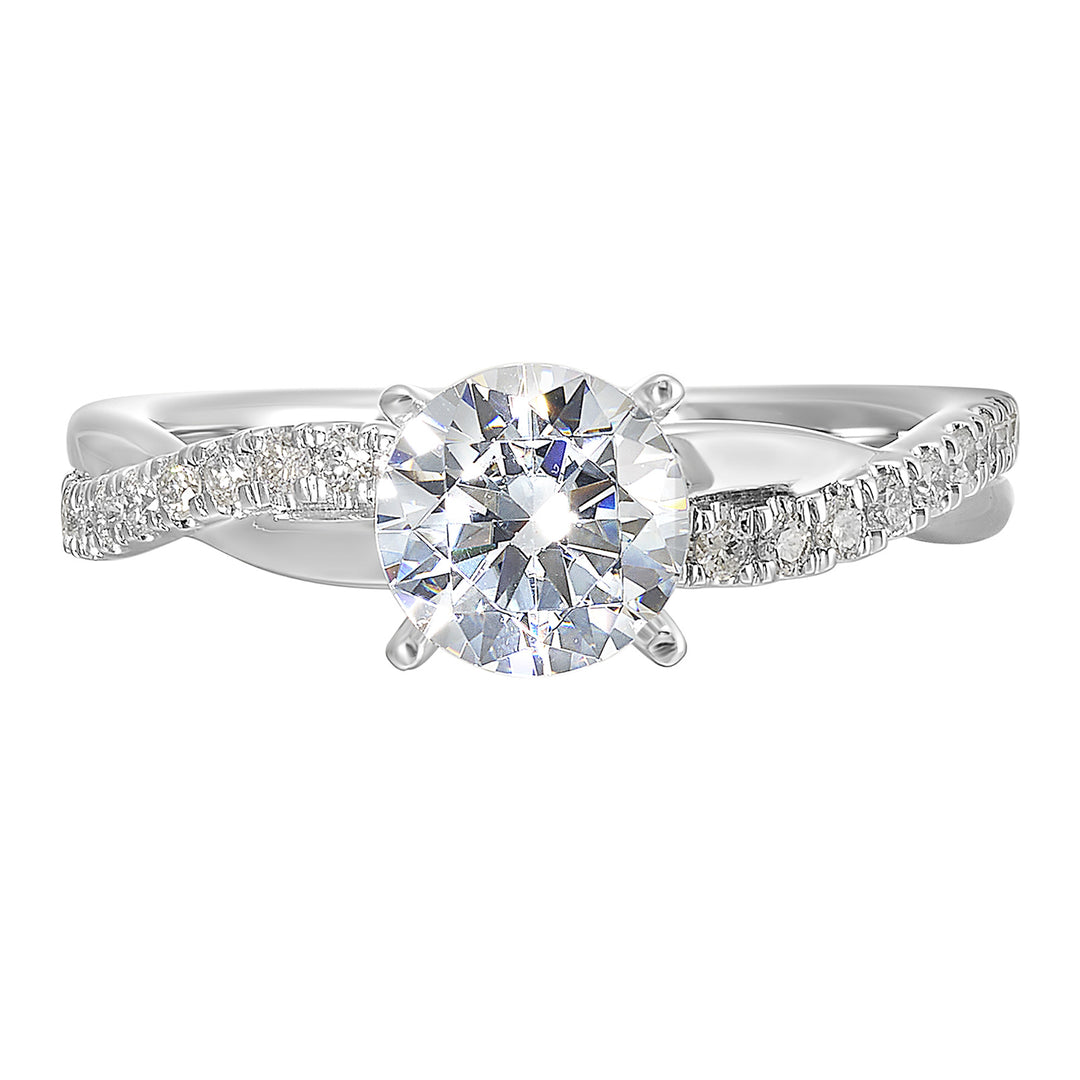 14Kt White Semi Mount 1/5Ctw For 1 1/2Ctw Round Center