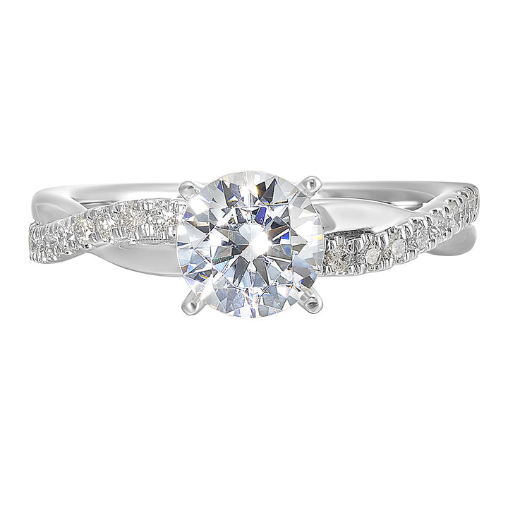 14Kt White Semi Mount 1/5Ctw For 1 1/2Ctw Round Center