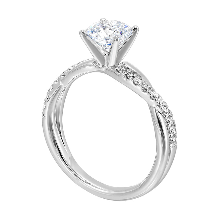 14Kt White Semi Mount 1/5Ctw For 1 1/2Ctw Round Center