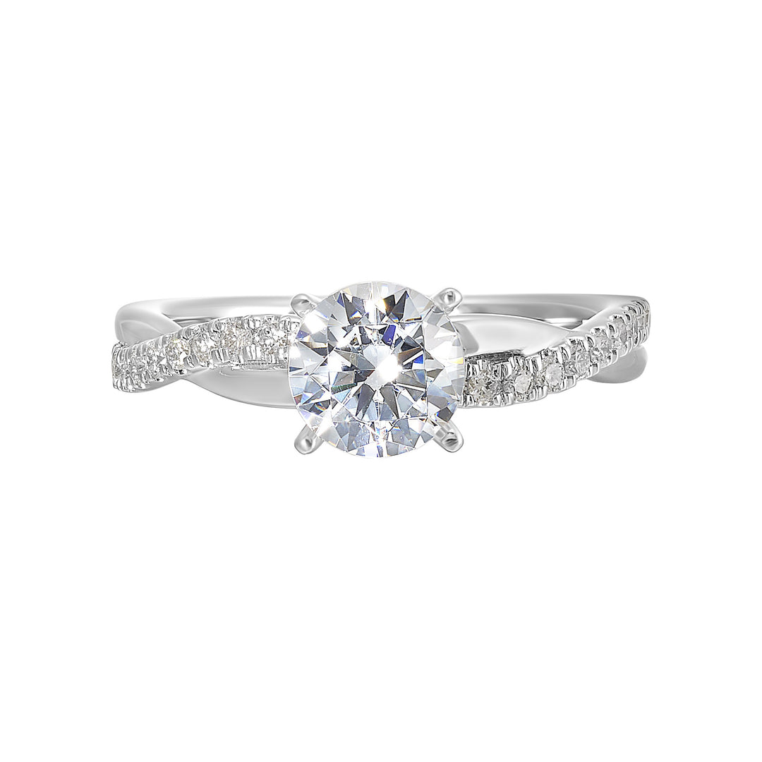 14Kt White Semi Mount 1/5Ctw For 2Ct Round Center