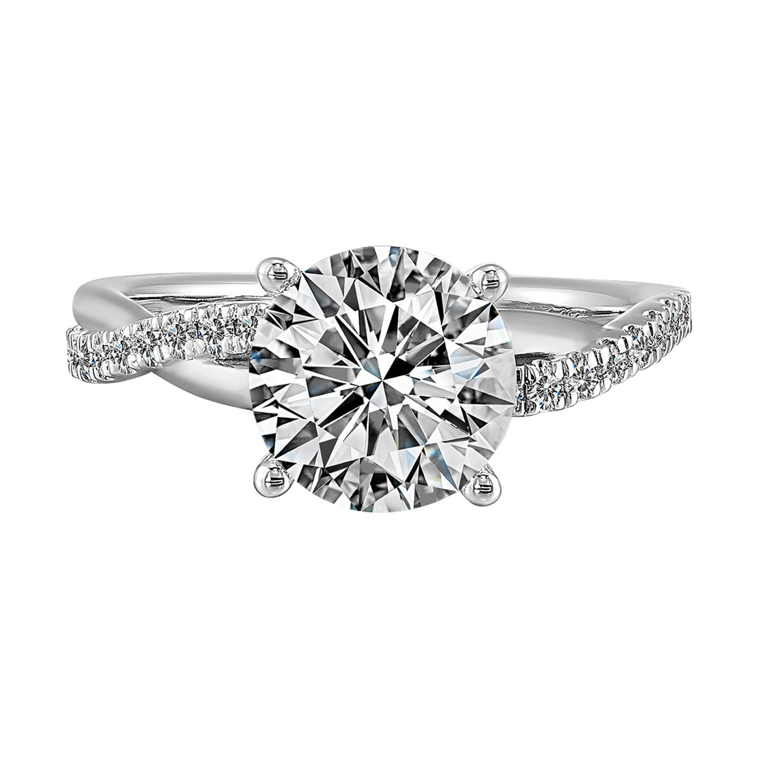 14Kt White Semi Mount 1/5Ctw For 2Ct Round Center