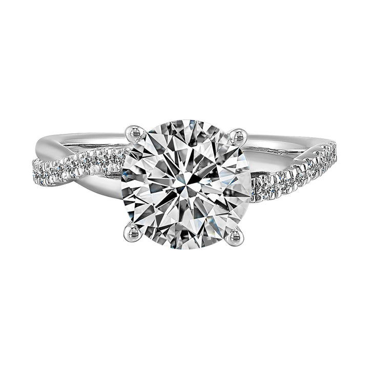 14Kt White Semi Mount 1/5Ctw For 2Ct Round Center