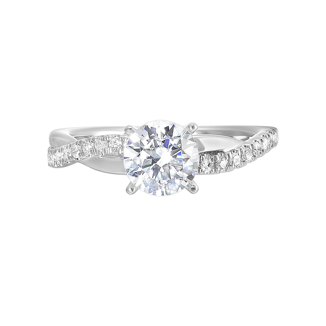 14Kt White Semi Mount 1/4Ctw For 3Ctw Round Center