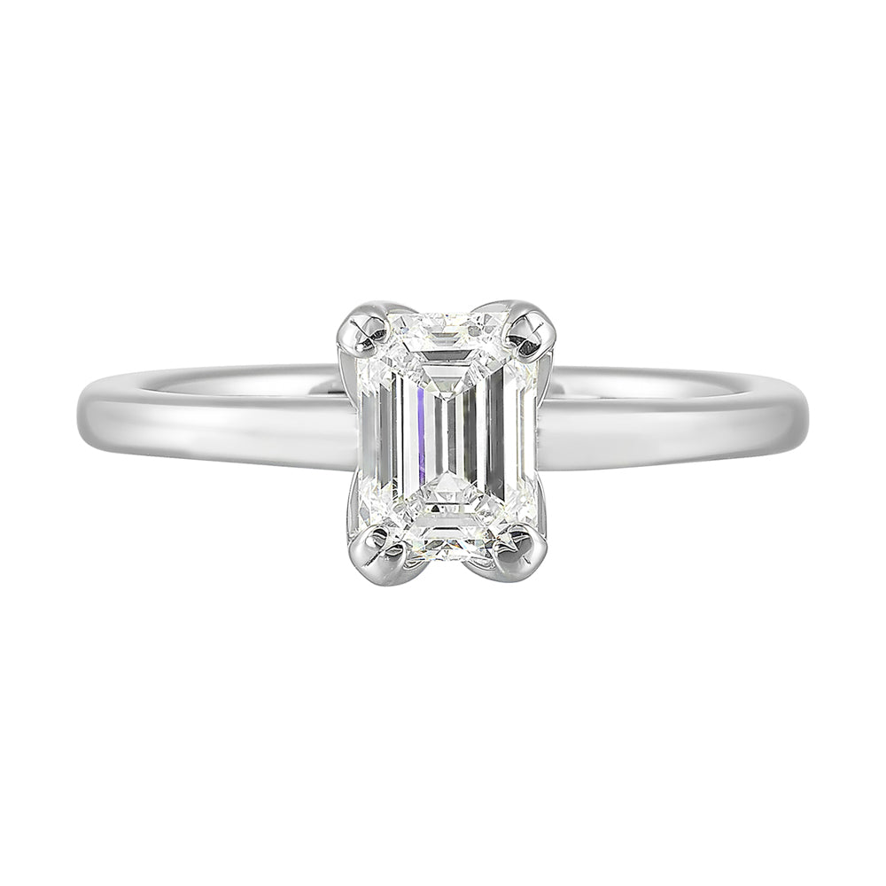 14Kt White Semi Mount For 1Ct Emerald Cut Center