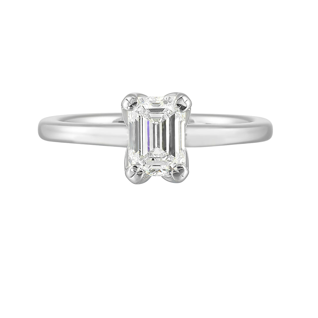 14Kt White Semi Mount For 1 1/2Ct Emerald Cut Center