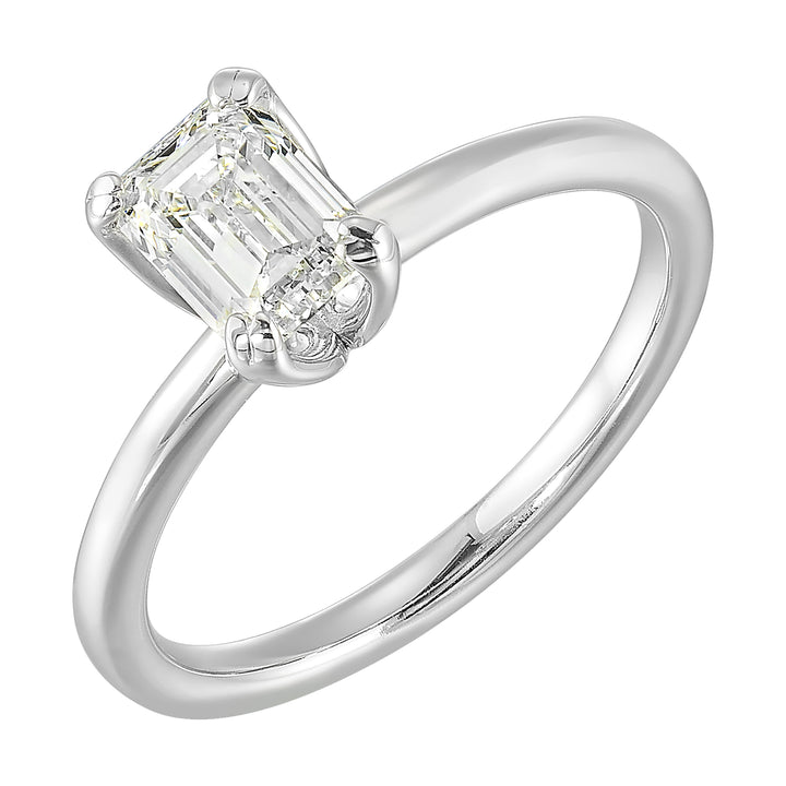 14Kt White Semi Mount For 1 1/2Ct Emerald Cut Center