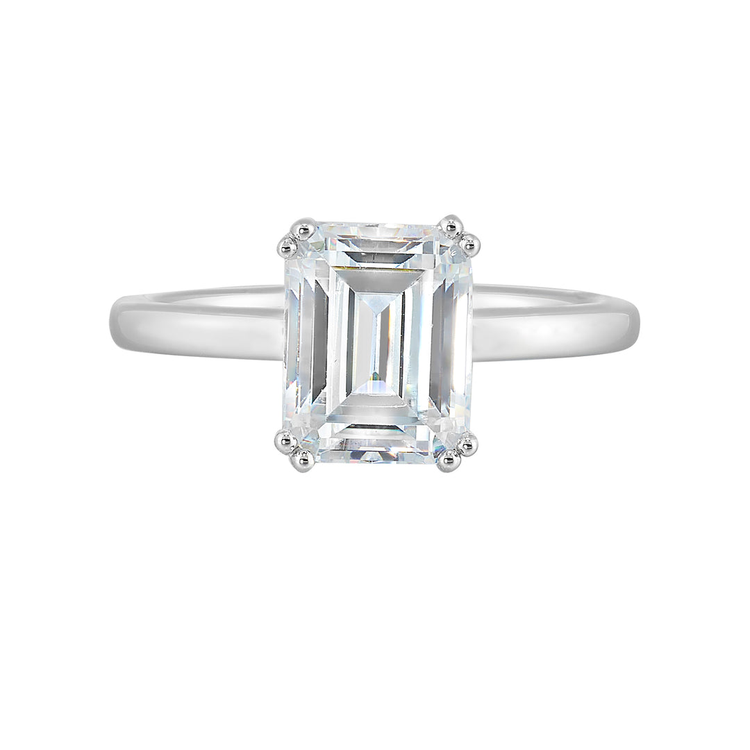 14Kt White Semi Mount For 3Ct Emerald Cut Center
