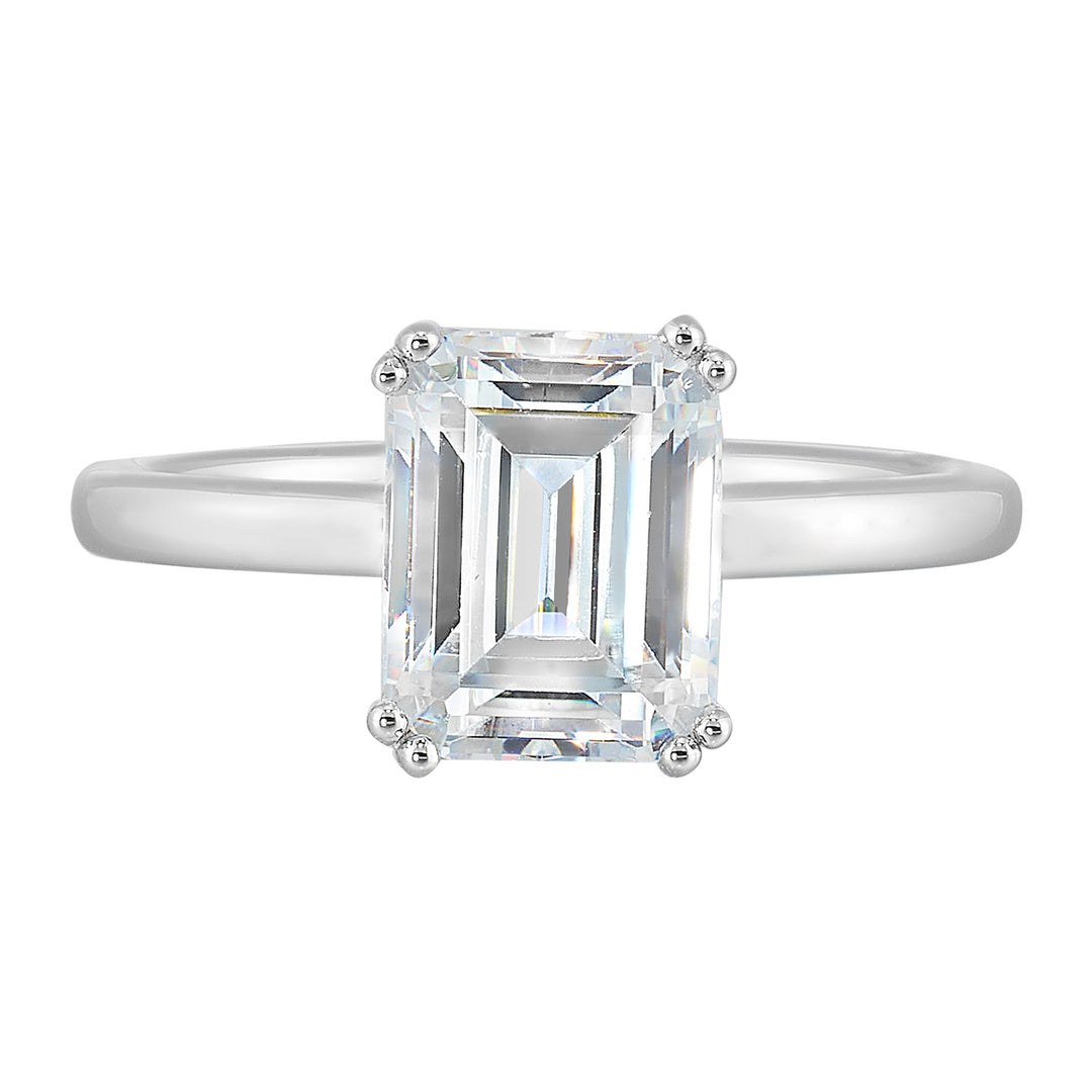 14Kt White Semi Mount For 3Ct Emerald Cut Center