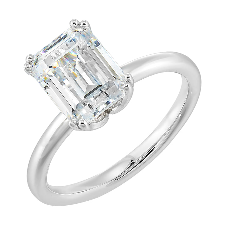 14Kt White Semi Mount For 3Ct Emerald Cut Center