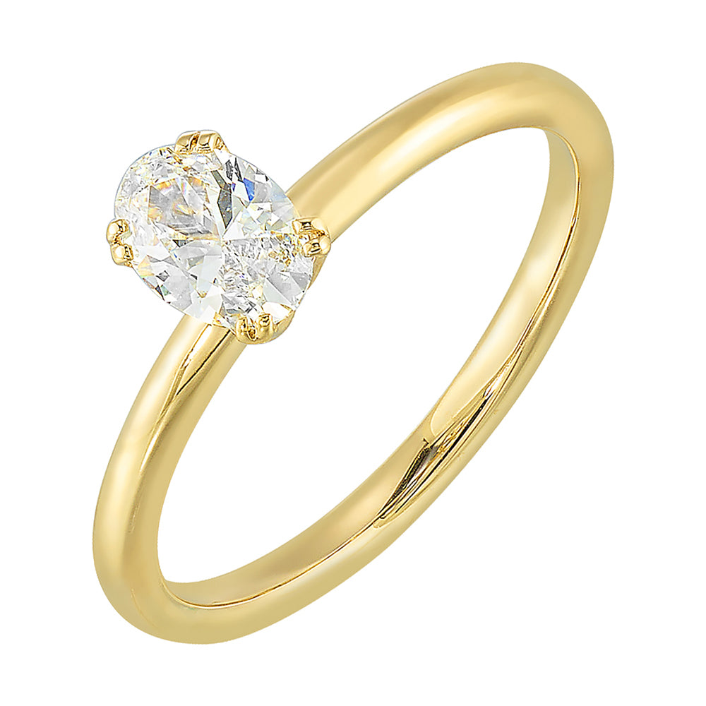 14Kt Yellow Semi Mount For 3/4Ctw Oval Center