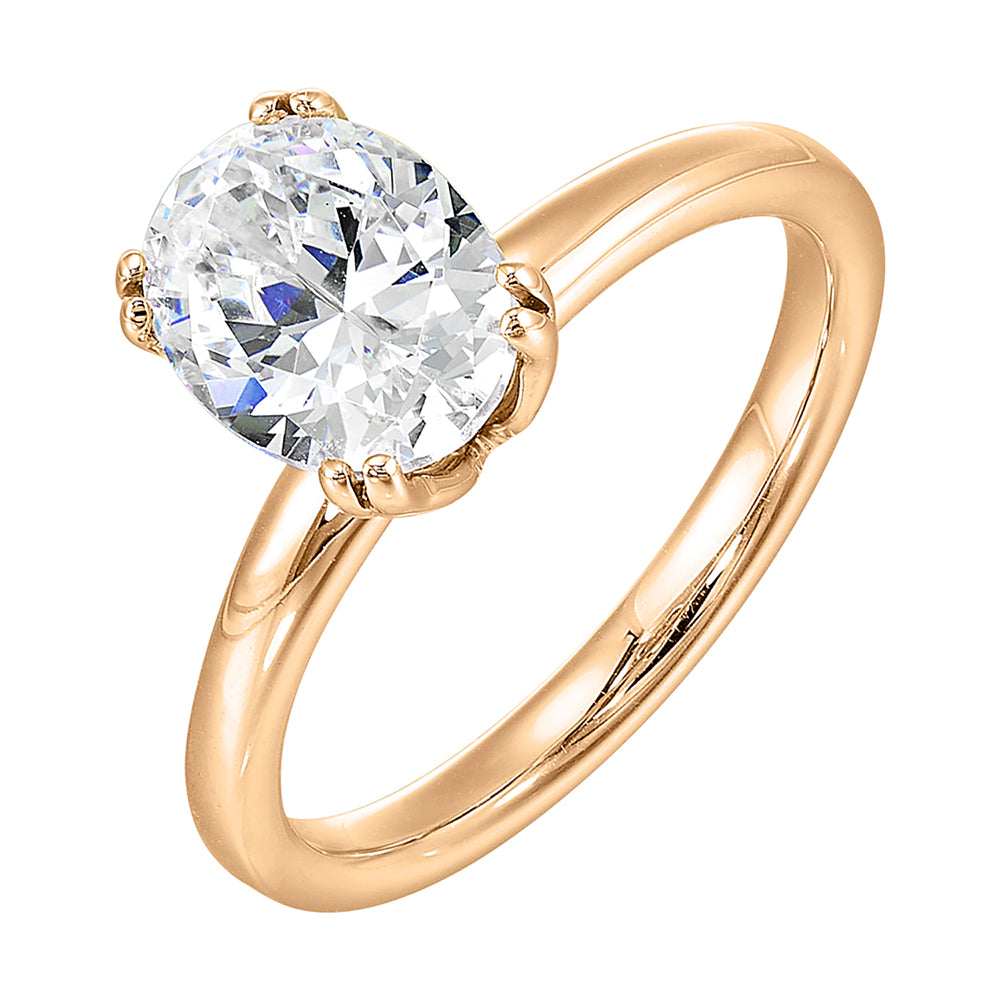 14Kt Rose Semi Mount For 2Ctw Oval Center