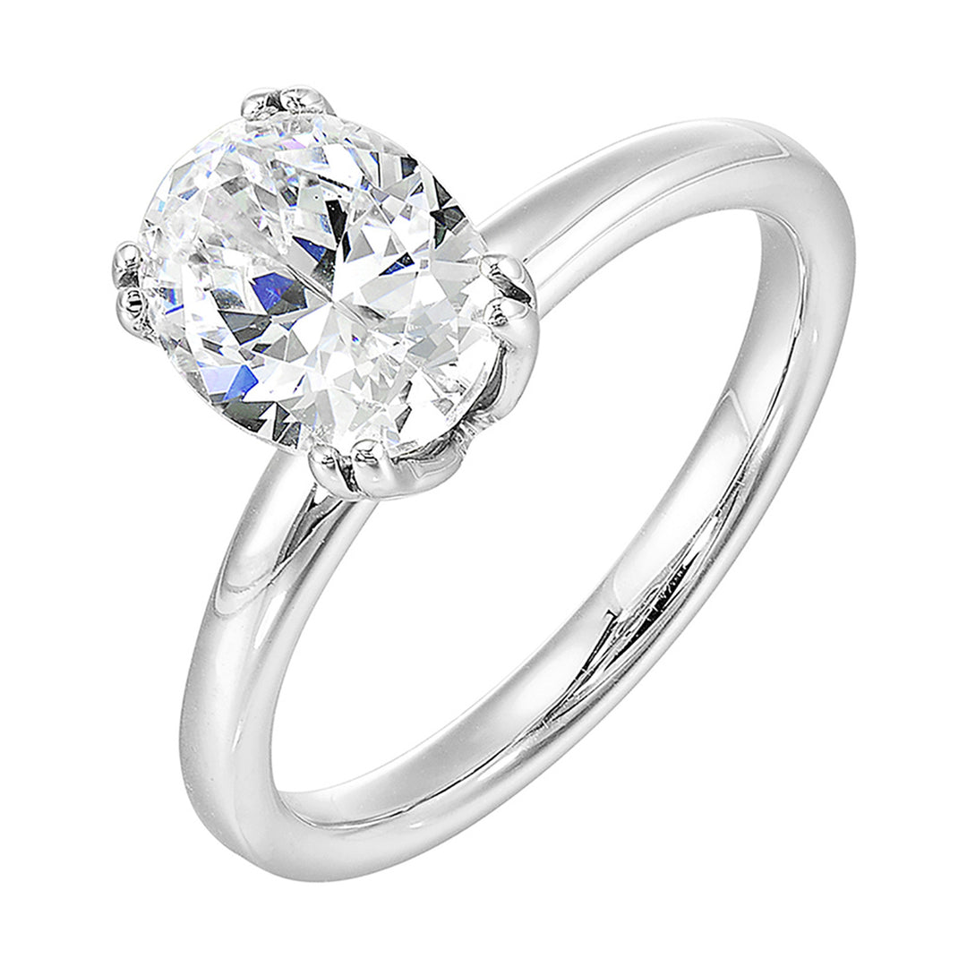 14Kt White Semi Mount For 2Ctw Oval Center