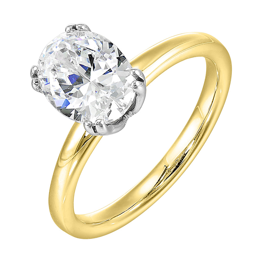 14Kt White Yellow Semi Mount For 3Ctw Oval Center