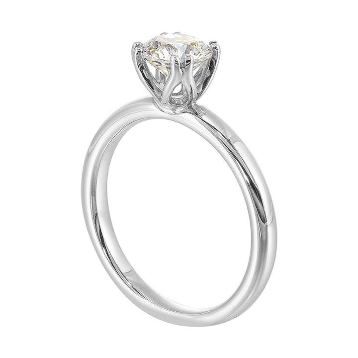 Chic and unique, this double prong setting solitare adds to the sleek, classic look to her style.