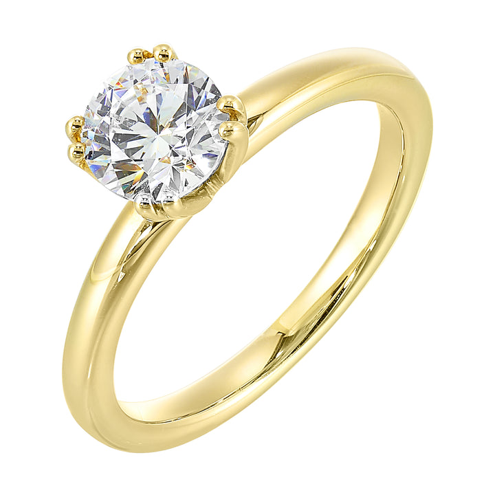 Chic and unique, this double prong setting solitare adds to the sleek, classic look to her style.