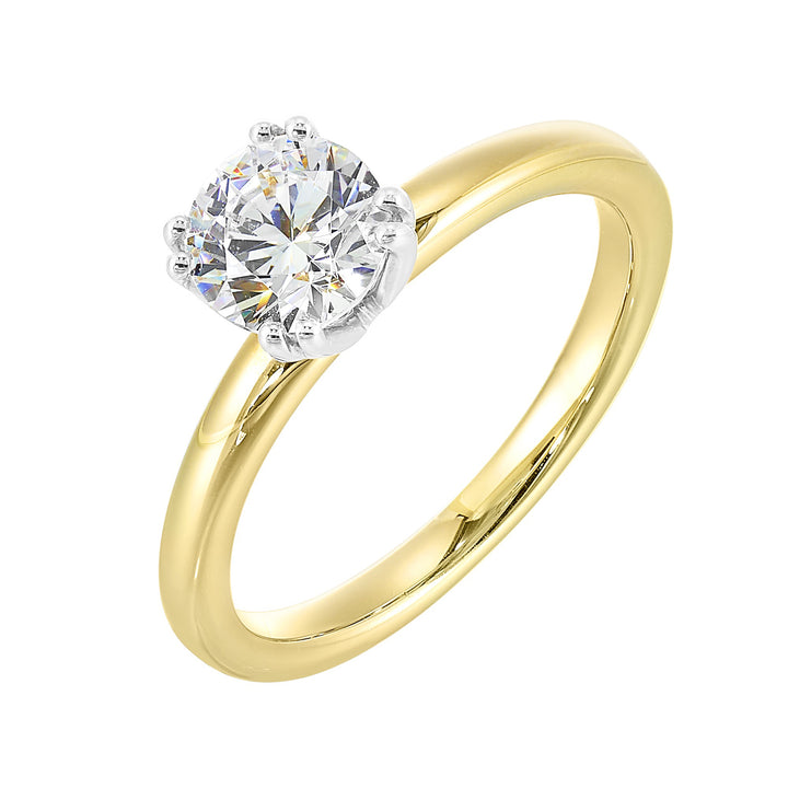 14Kt White Yellow Semi Mount For 2Ct Round Center