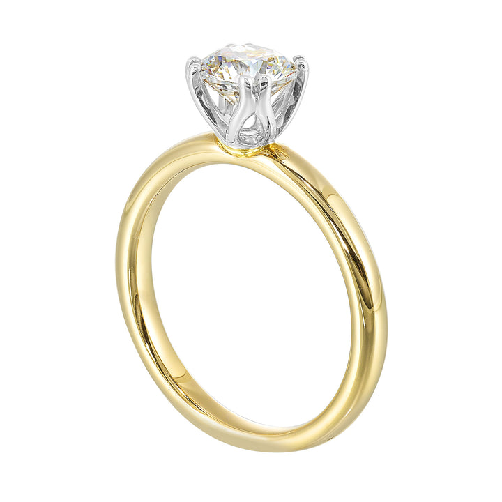 14Kt White Yellow Semi Mount For 2Ct Round Center