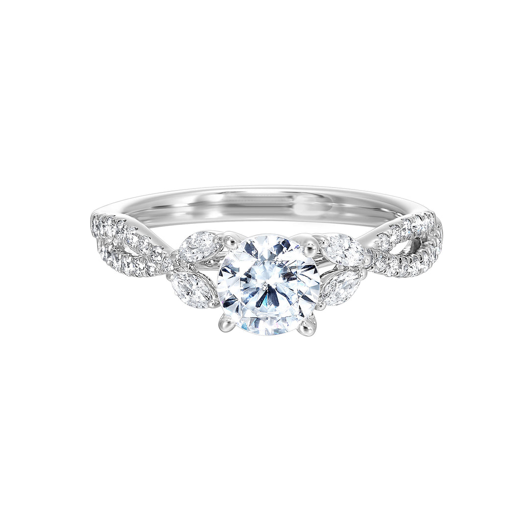 14Kt White Semi Mount 3/8Ctw For 2Ct Round Center