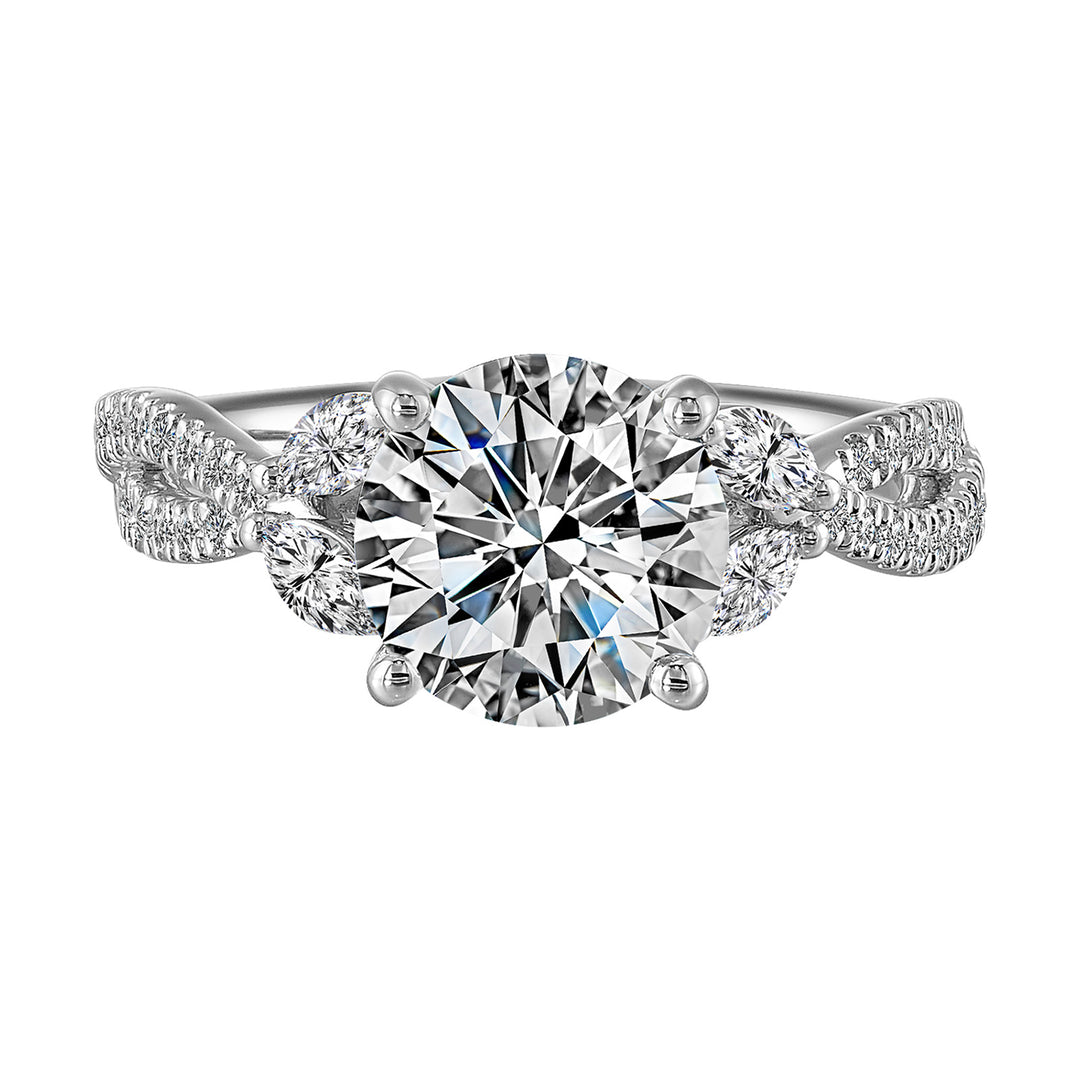 14Kt White Semi Mount 3/8Ctw For 2Ct Round Center