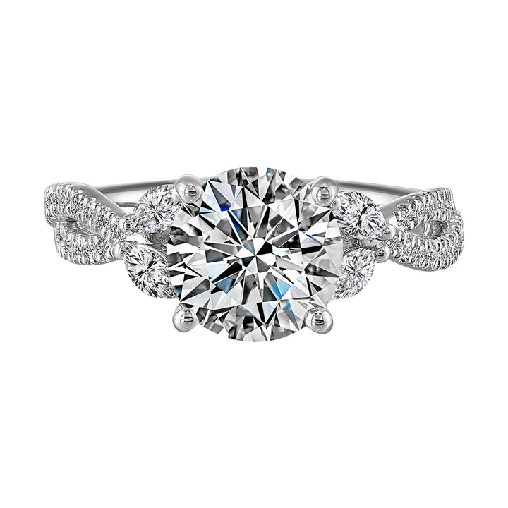 14Kt White Semi Mount 3/8Ctw For 2Ct Round Center