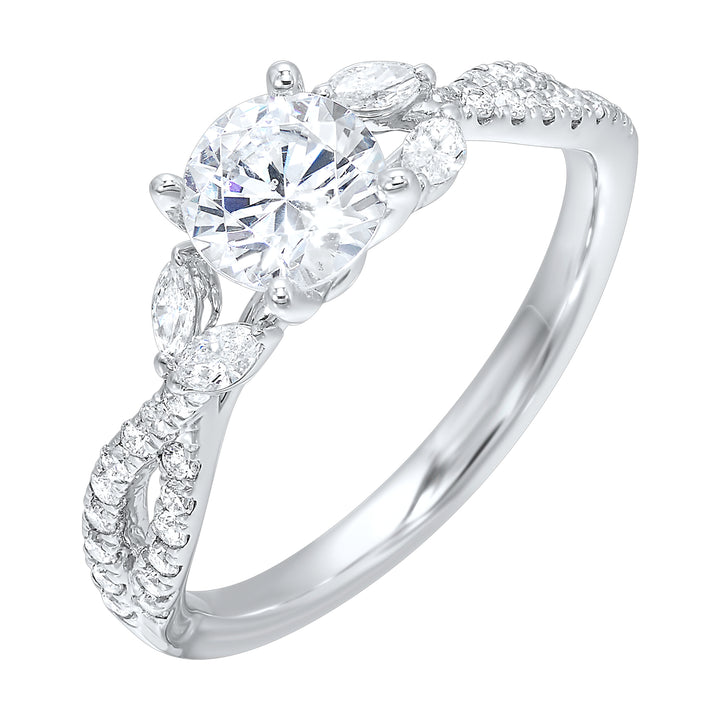14Kt White Semi Mount 3/8Ctw For 2Ct Round Center