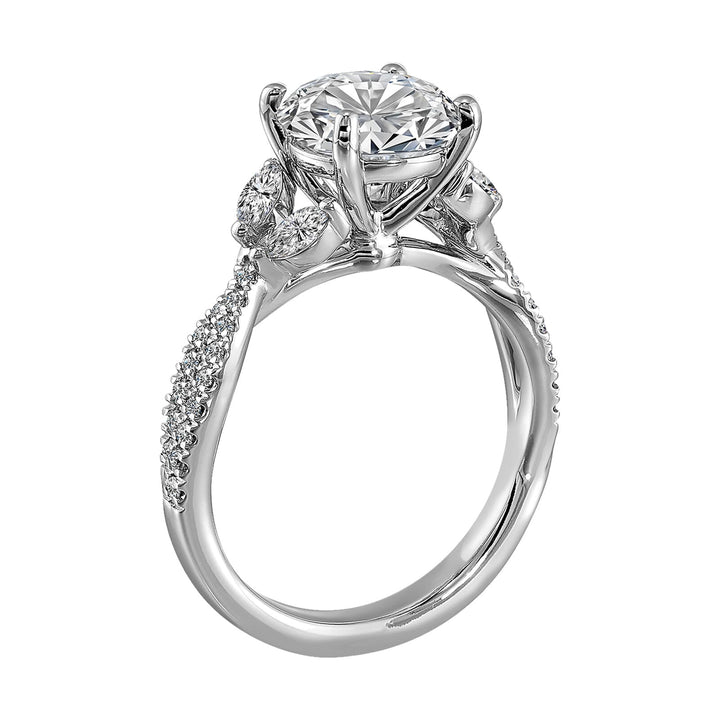 14Kt White Semi Mount 3/8Ctw For 2Ct Round Center