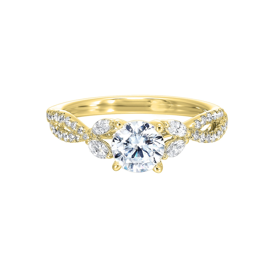 14Kt Yellow Semi Mount 3/8Ctw For 2Ct Round Center