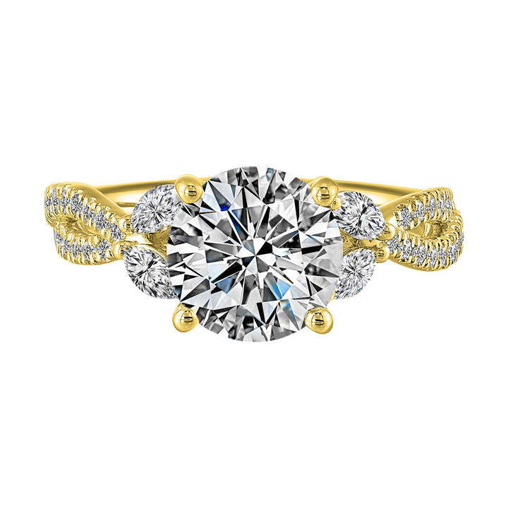 14Kt Yellow Semi Mount 3/8Ctw For 2Ct Round Center