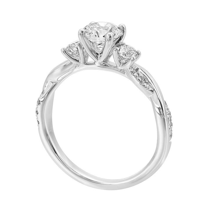 14Kt White Semi Mount 1/2Ctw For 3/4Ctw Round Center