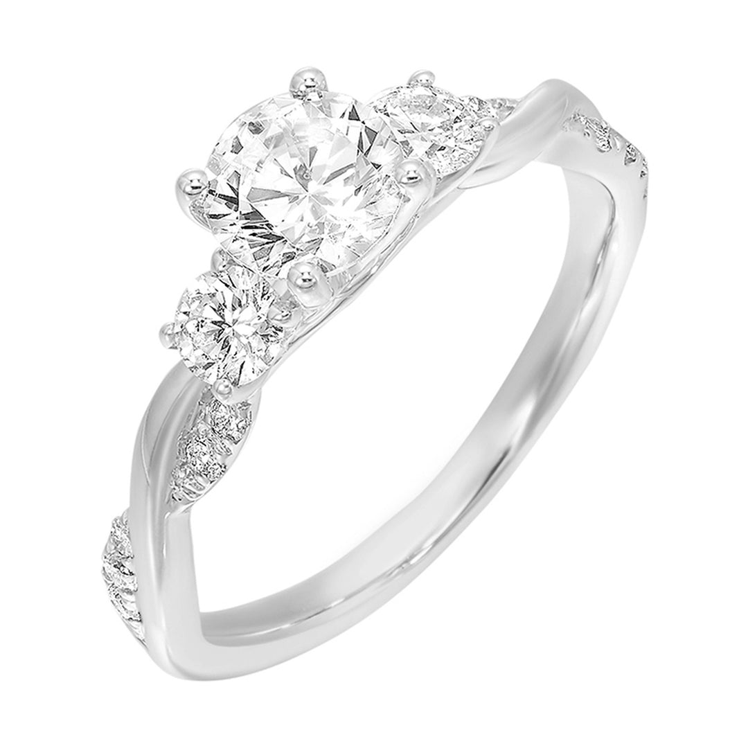 14Kt White Semi Mount 1/2Ctw For 3/4Ctw Round Center