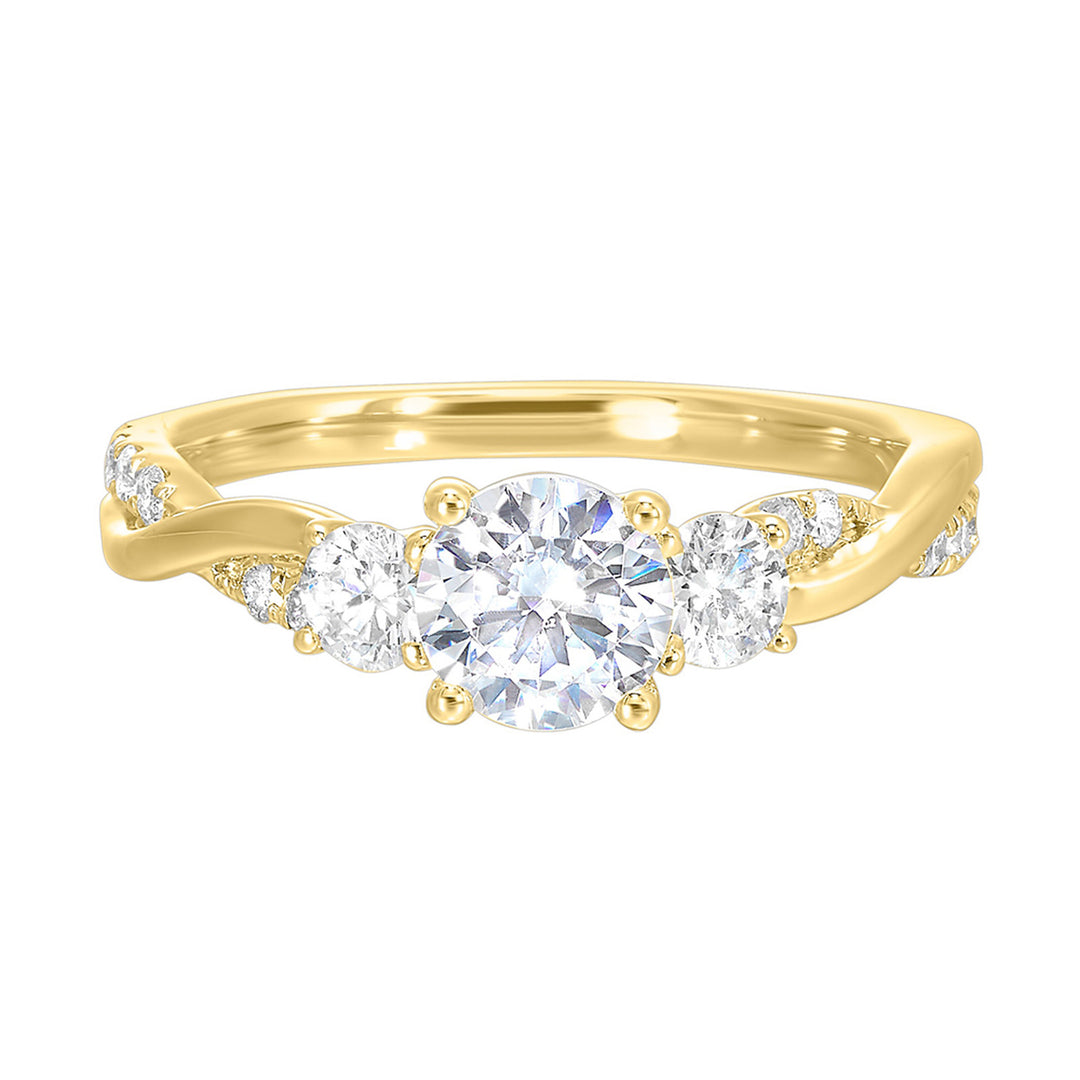 14Kt Yellow Semi Mount 1/2Ctw For 3/4Ctw Round Center