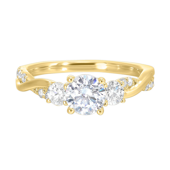 14Kt Yellow Semi Mount 1/2Ctw For 3/4Ctw Round Center