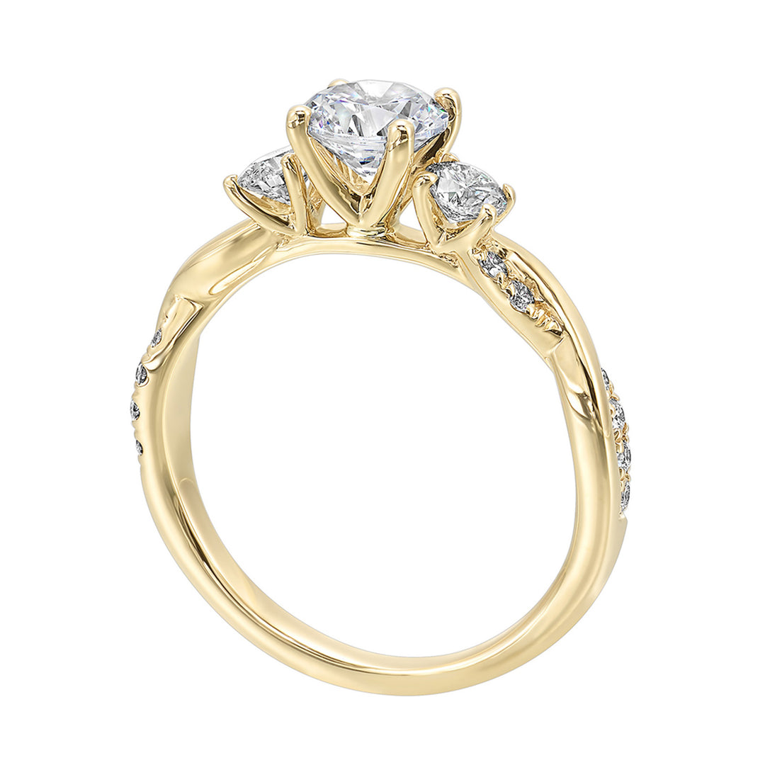 14Kt Yellow Semi Mount 1/2Ctw For 3/4Ctw Round Center