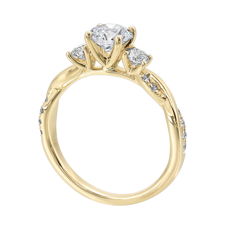 14Kt Yellow Semi Mount 1/2Ctw For 3/4Ctw Round Center