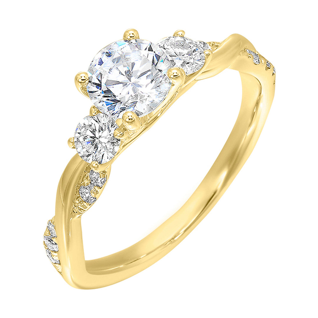 14Kt Yellow Semi Mount 1/2Ctw For 3/4Ctw Round Center