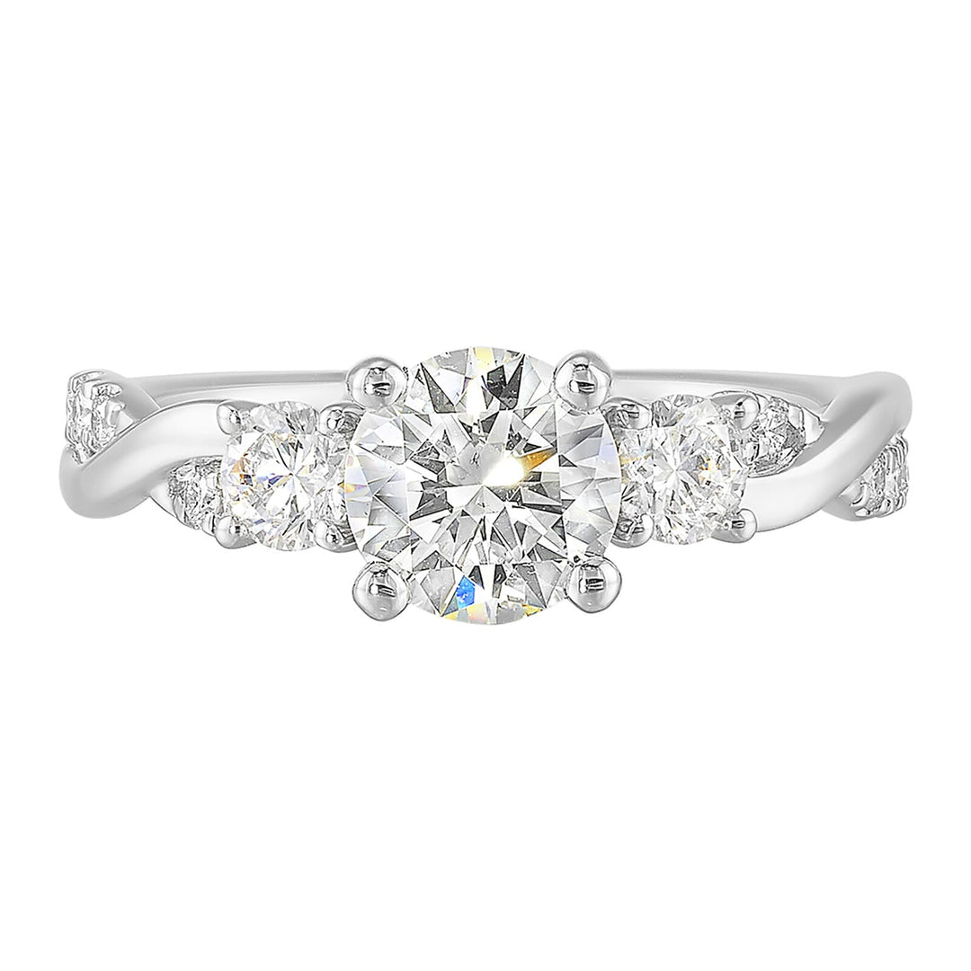 14Kt White Semi Mount 1/2Ctw For 1Ctw Round Center