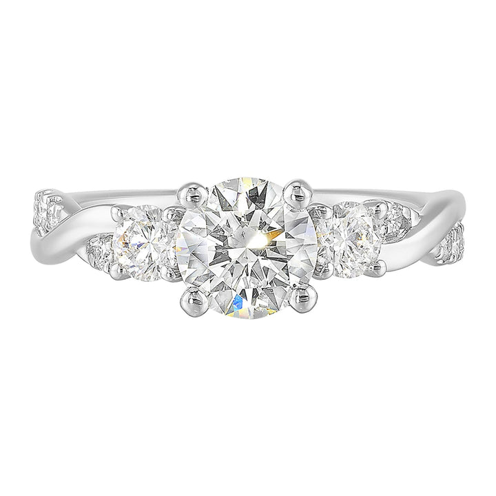 14Kt White Semi Mount 1/2Ctw For 1Ctw Round Center