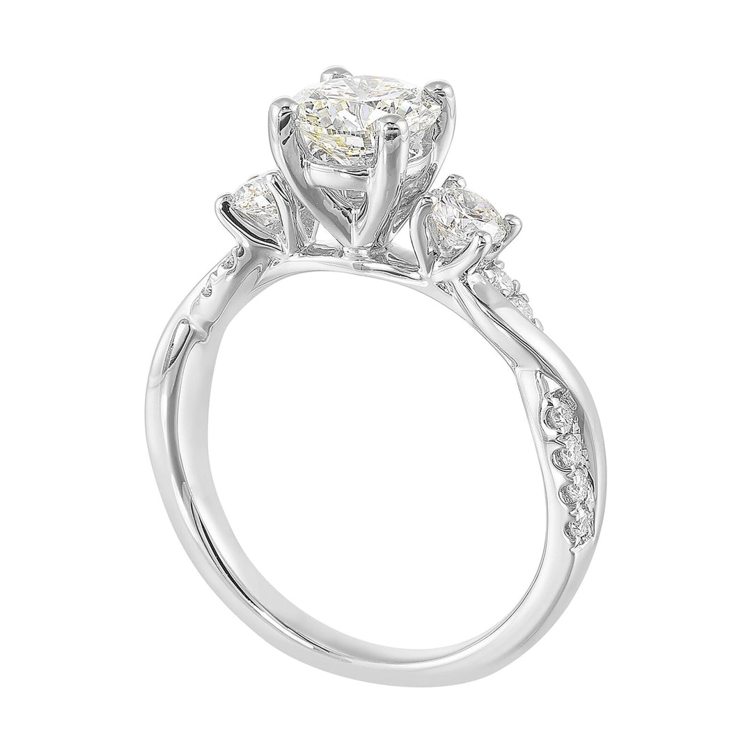 14Kt White Semi Mount 1/2Ctw For 1Ctw Round Center