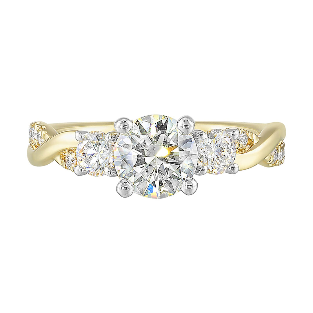 14Kt White Yellow Semi Mount 1/2Ctw For 1Ctw Round Center